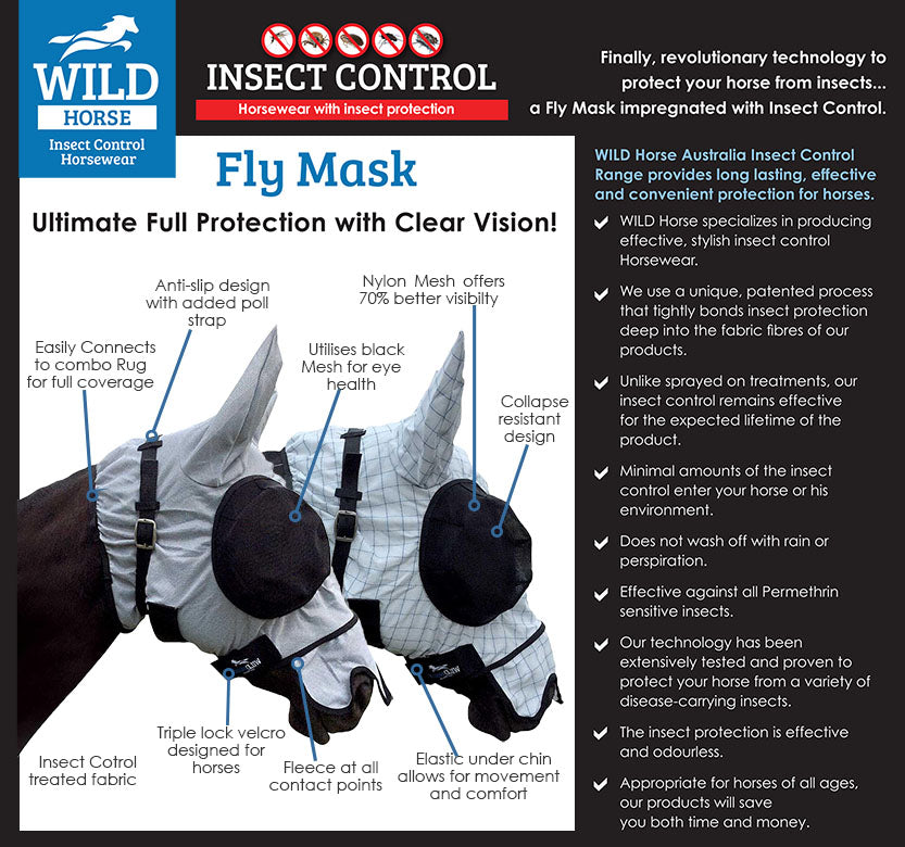 WILD HORSE INSECT CONTROL MESH FLY MASK – ZENN EQUINE - Hard As Nails ...