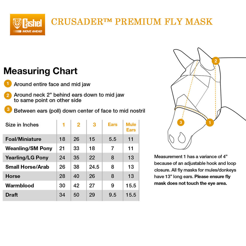 CASHEL CRUSADER & FLY BUSTER FLY MASKS FOR COB, HORSE, WB & DRAFT